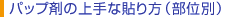 パップ剤の上手な貼り方（部位別）